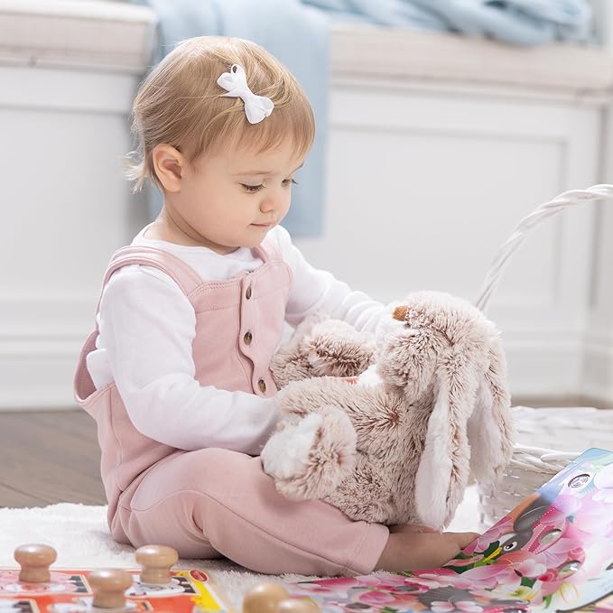Burrow Bunny Stuffed Animal Plushie with Big Feet, Floppy Ears & Fluffy Tail, Adorable
